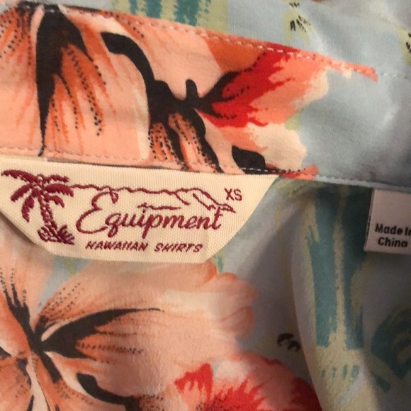 Equipment Hawaiian Silk Button Down Mini shirt dress size XS vintage - Picture 9 of 12